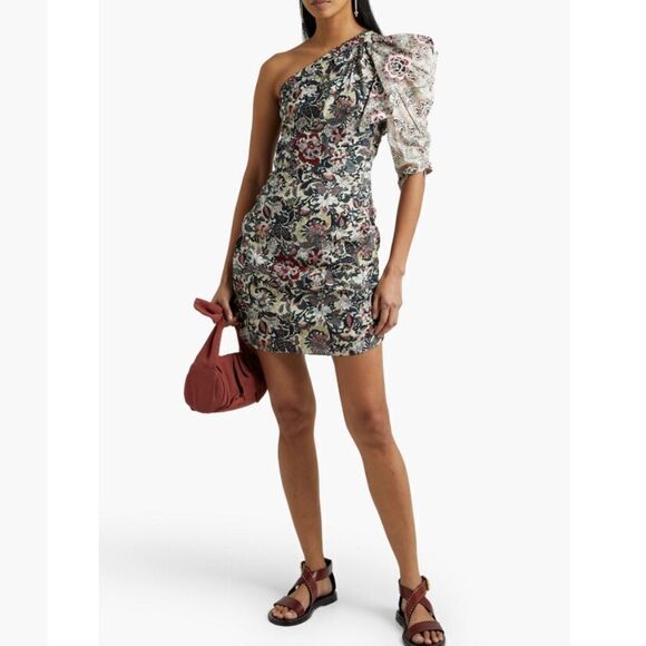 Isabel Marant Dresses & Skirts - NWT Isabel Marant ÉTOILE Lilia one-sleeve ruched cotton mini dress Sz 38/US 6